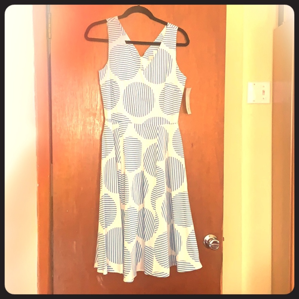 NWT - Flare Dress. Blue & White